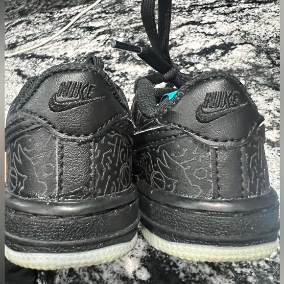 Space Jam x Air Force 1 '07 TD 'Computer Chip' Black Sneakers For Baby Size 4C - Picture 12 of 12